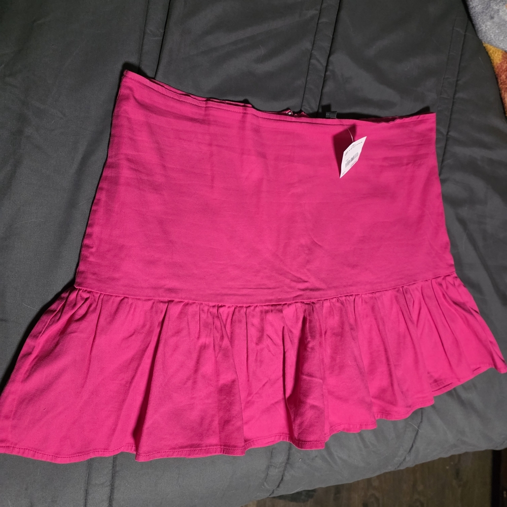 Versona Hot Pink Ruffle Hem Mini Skirt